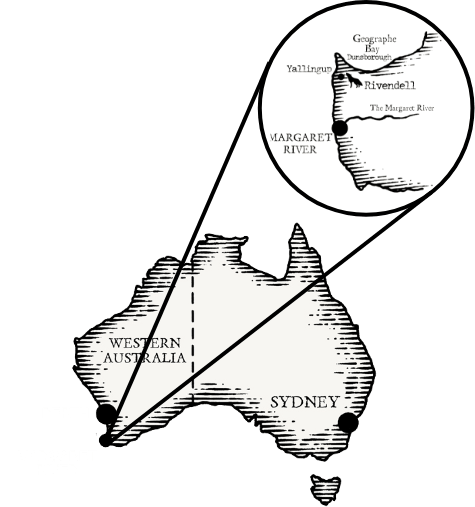Map of Margaret River in WA